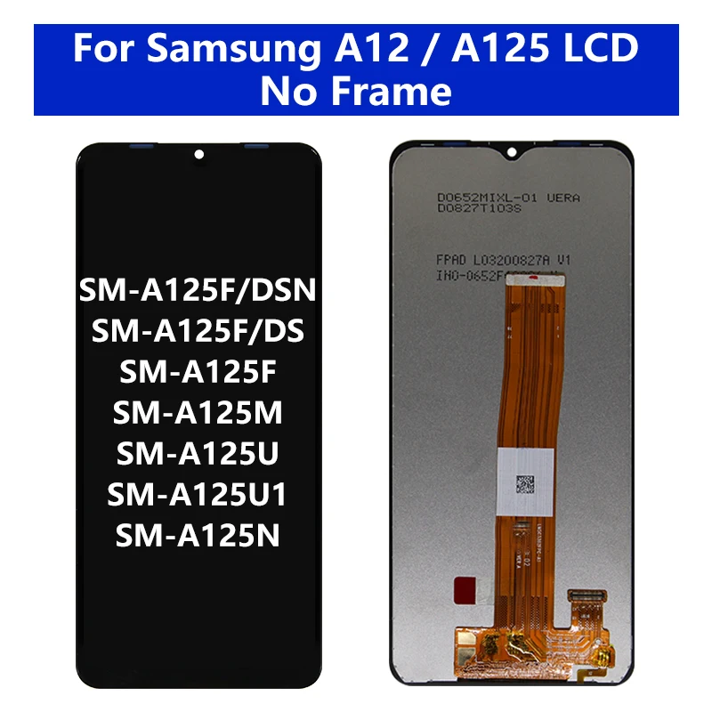 삼성 SM-A125F A125F/DS 디스플레이 용 프레임 터치 스크린 디지타이저 LCD가있는 삼성 A12 A125 LCD 용 6.5 LCD