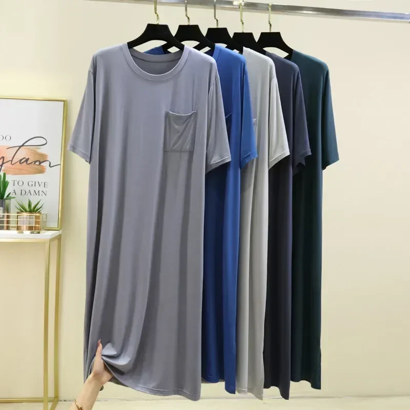 

Женское платье для ночной рубашки, короткая Пижама, нижнее белье, домашняя одежда, Летняя Повседневная Свободная одежда для сна из модала с разрезом и рукавами