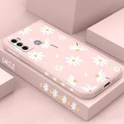 Elegant Daisy Silicone Phone Case - Delicate and Durable Floral Protection for MOTO G53 (Pink)