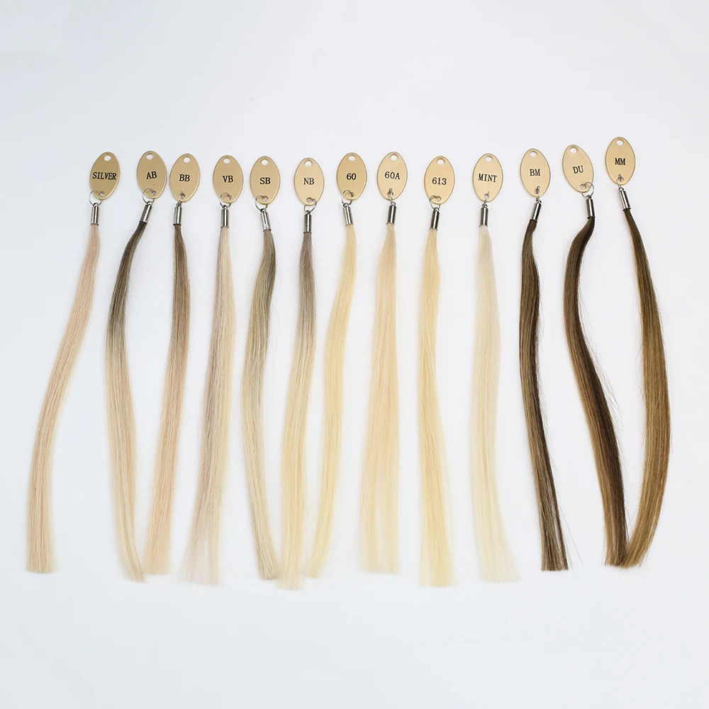 Moresoo Virgin Hair Color Rings for Salon Coloring Hair and Salon Dyeing Sample Chart Swatches for Human Extensions