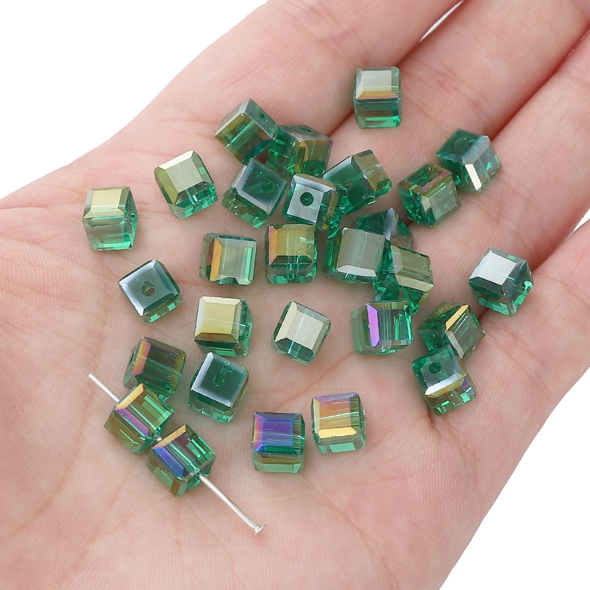 10 Stück Modefarben 4/6/7 mm quadratische Perlen Würfel Glasperlen 1 mm Loch DIY handgefertigt für Schmuckherstellung Armband Halskette Zubehör – Detail 10