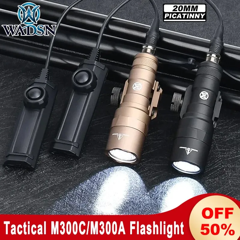 

WADSN Tactical M300 A M300C Flashlight With Dual Function Tape Switch Hunting Weapon Scout light Torch Airsoft Picatinny Rail