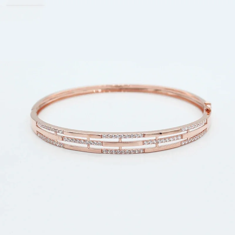 

585 Purple Gold Fashion Crystals Bracelet for Women Charm Simple Irregular 14K Rose Gold Light Luxury Wedding Jewelry