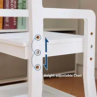 Kids Desk, Study Desk and Chair Set for Boys and Girl, Wooden Kids Writing Table with Bookshelf, Bulletin Board, Cabinet and Dra 5