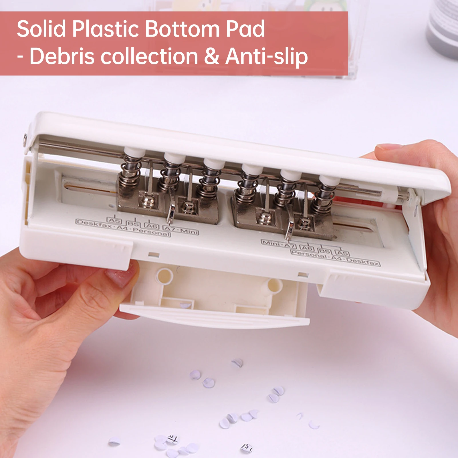 KW-triO Adjustable 6-Hole Desktop Punch Puncher for A4/A5/A6/A7/B5/Personal/Deskfax Dairy Planner Organizer 10 Sheet Capacity