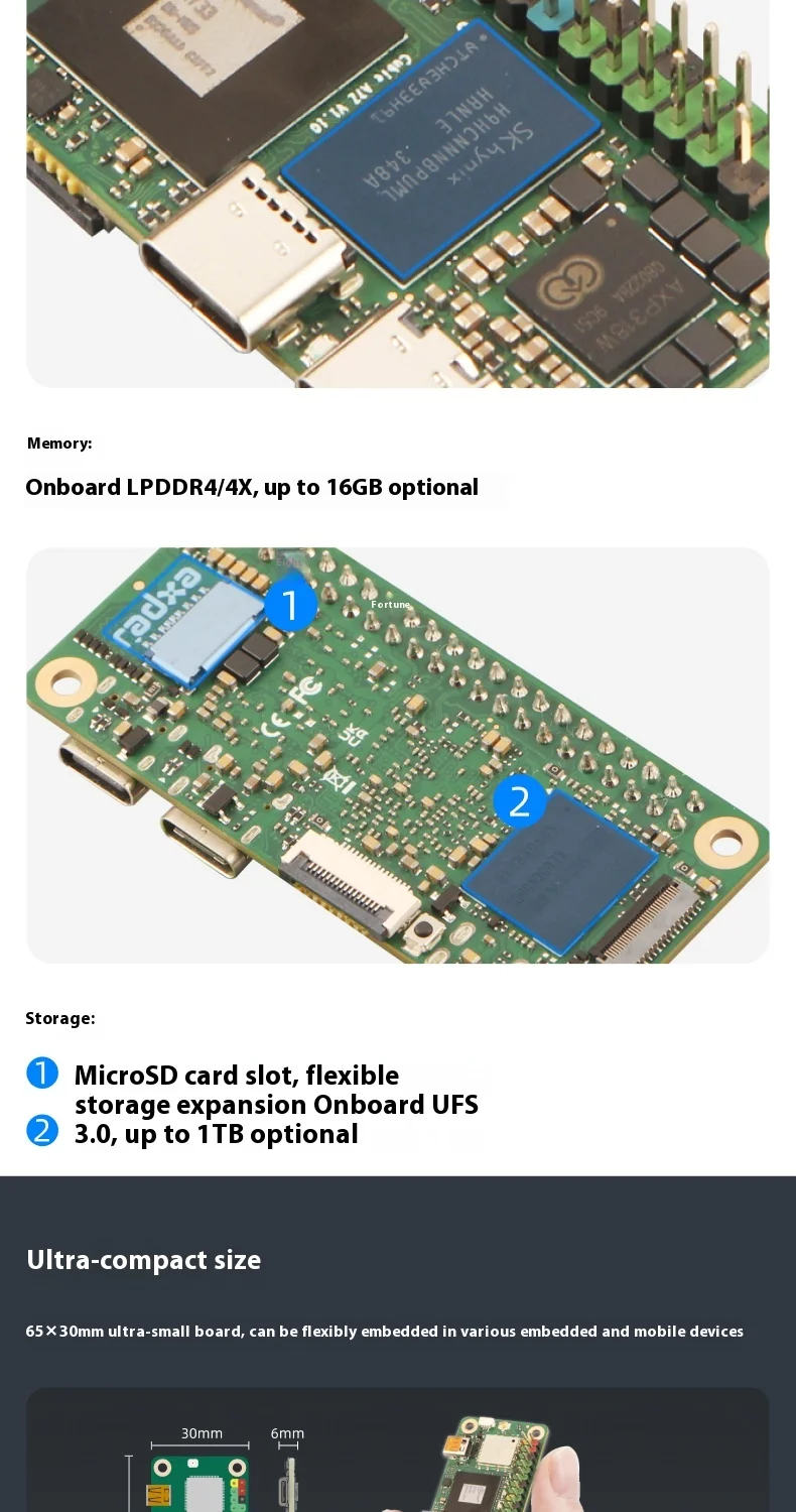 Radxa Cubie A7Z board with Allwinner octa-core CPU, dual-screen display, and int