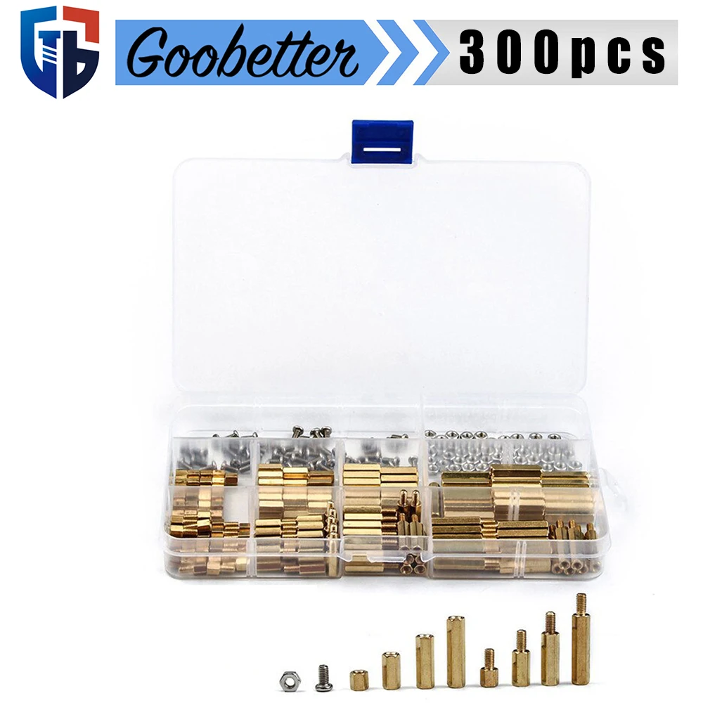

300 шт., латунные Стандартные мужские и женские болты M3, разнообразные винтовые гайки для печатной платы