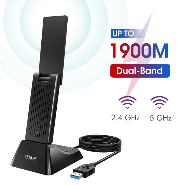 Compre Edup EP-AC1675 1900Mbps USB 3.0 Adaptador Wifi Dual Band 2.4ghz/5ghz  Antena de Receptor WiFi de Largo Alcance Para PC de Escritorio Para  Computadora Portátil en China