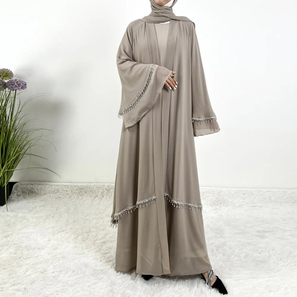 Muslim Sets Abaya Dubai Clothes For Islam Women Large Hem Dresses Casual Solid