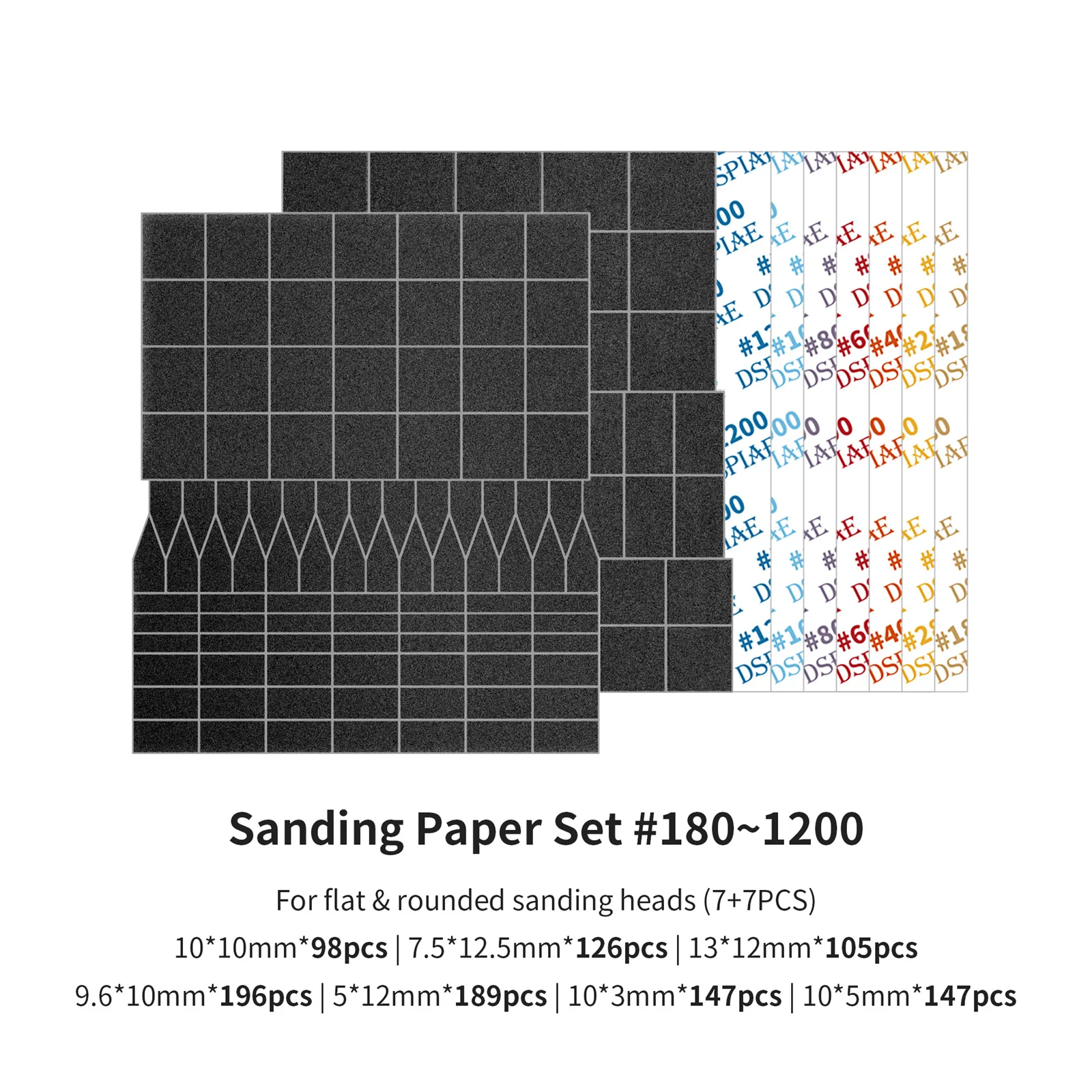 DSPIAE Reciprocating Polishing Pen Sandpaper for Flat Head/curved Head Sanding Paper Head for Military Model Craft Tools Hobby