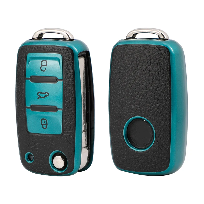 Key Case Tpu Leather Car Key Case Full Cover Protection Shell Bag for VW Volkswagen Polo Tiguan Passat Golf Jetta Lavida Skoda Octavia