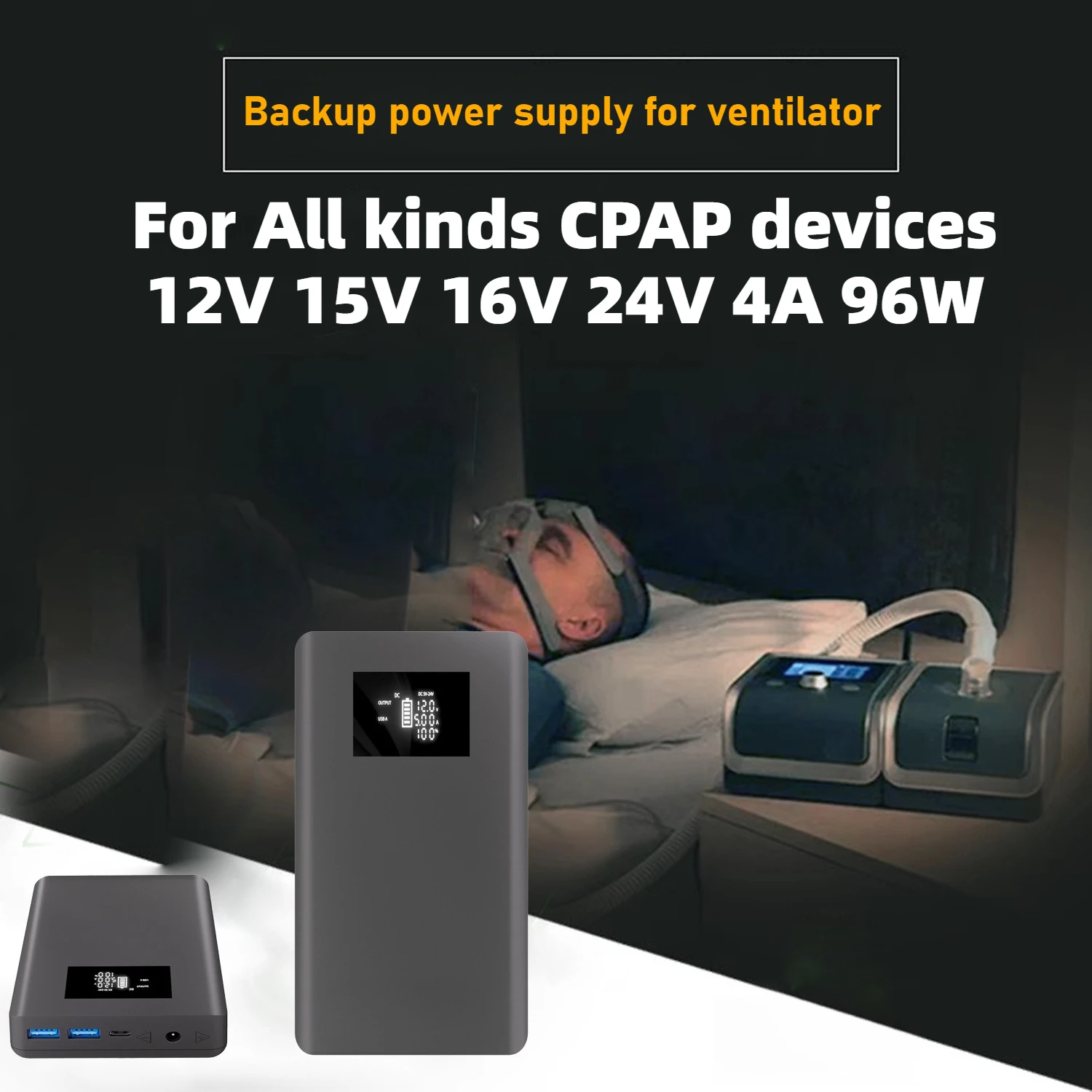 20000mAh 5V-24V PD 100Wh(MAX) 파워뱅크 레스메드 에어미니 에어센스 S9 S10 S11 인공호흡기 전원 공급 무선 라우터용