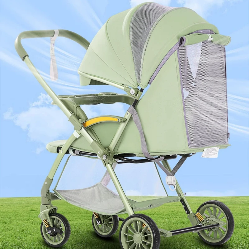 Bi-directional High Landscape Baby Stroller Can Sit or Lie Down Four Wheel Shock Absorber Lightweight Foldable Handcart baby stroller