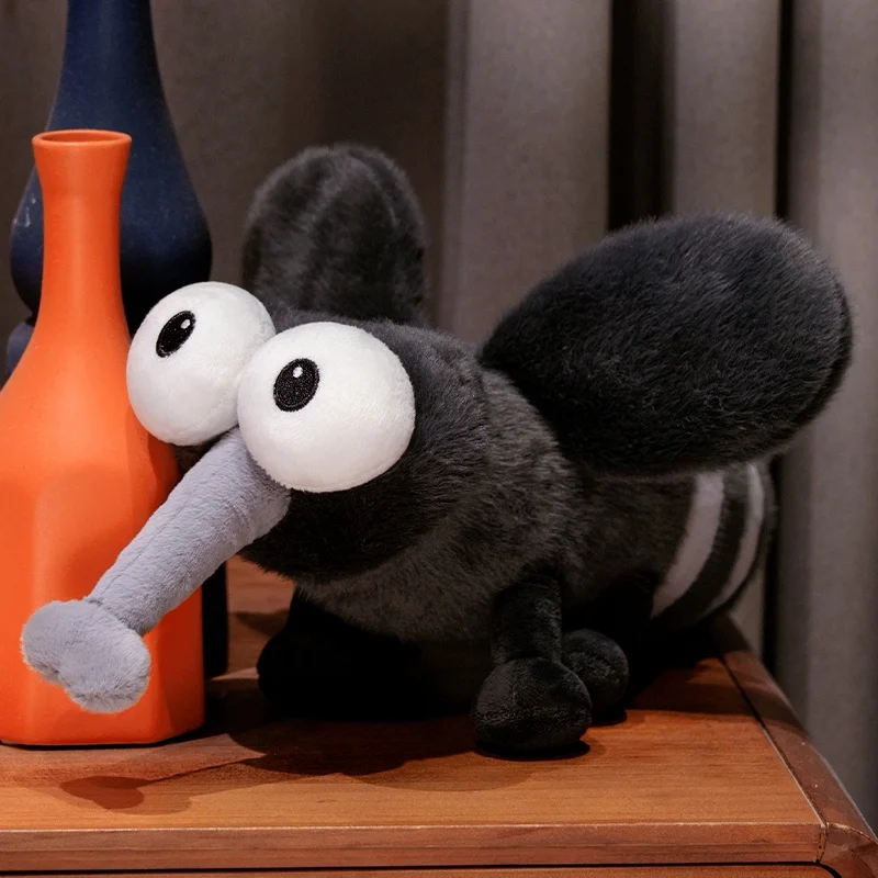 Summer Mosquito Plush Toys 13/20/30cm Cute Stuffed Bugs with Angry Face Fluffy Dolls for Room Decor Children's Birthday Gifts