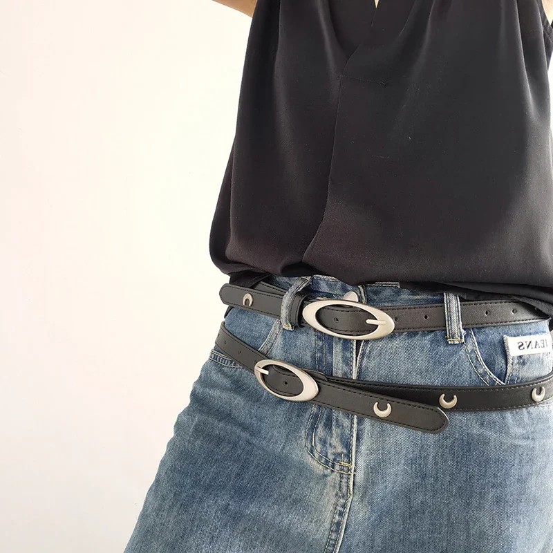 빈티지 벨트 문 스타 펑크 장식 커플 버클 금속 남성과 여성 Pu 가죽 벨트 청바지 바지 벨트