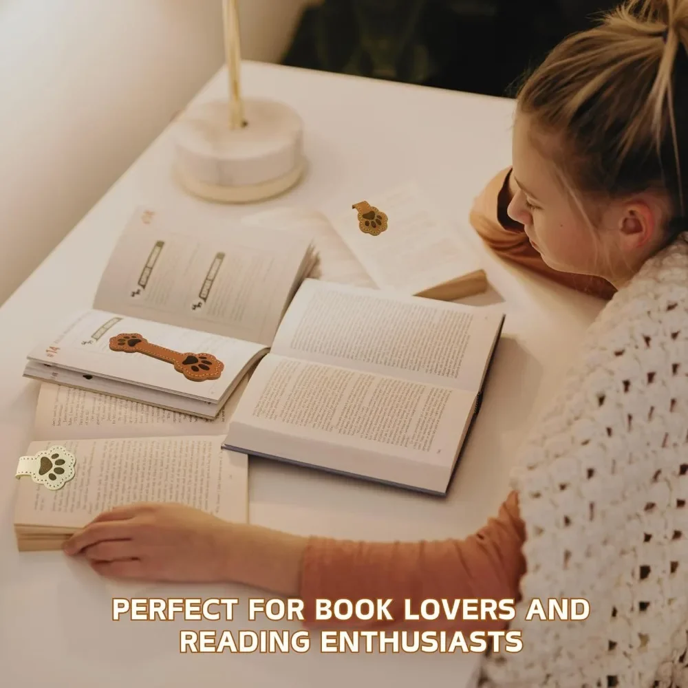 Cute Handmade Magnetic Bookmark PU Leather  Paper Clip Portable Cat Face Page Divider Book