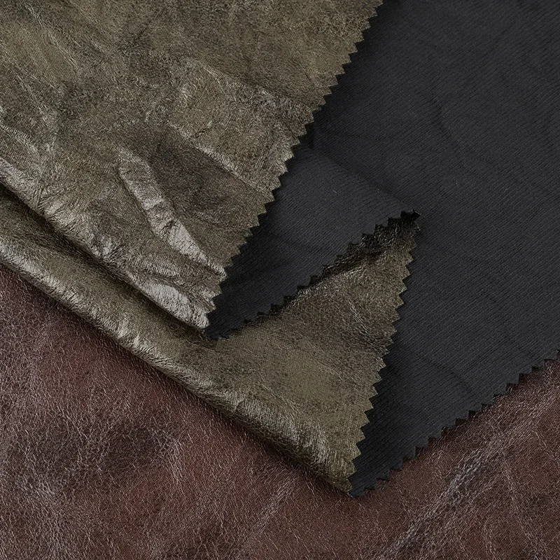 Leather Skirt Fabric Vintage Wrinkle Texture Artificial Leather High-End Feelings Clothing Post-Apocalyptic Style Skins