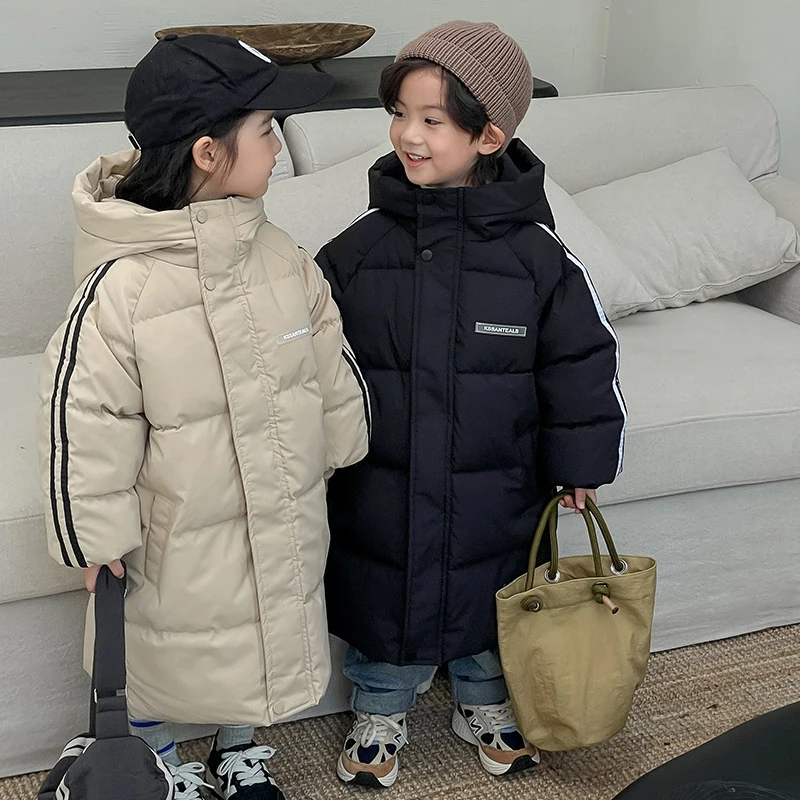 Children Winter Jackets Boys Girls Plus Velvet Hooded 2-9 Years Old