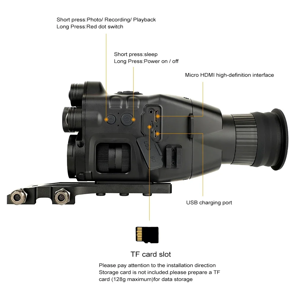 Henbaker Cy789 Night Vision Riflescope Monocular Wifi App 200m Nv Scope 850  940nm Ir Night Vision Sight Hunting Camera Telescope - Hunting Cameras -  AliExpress