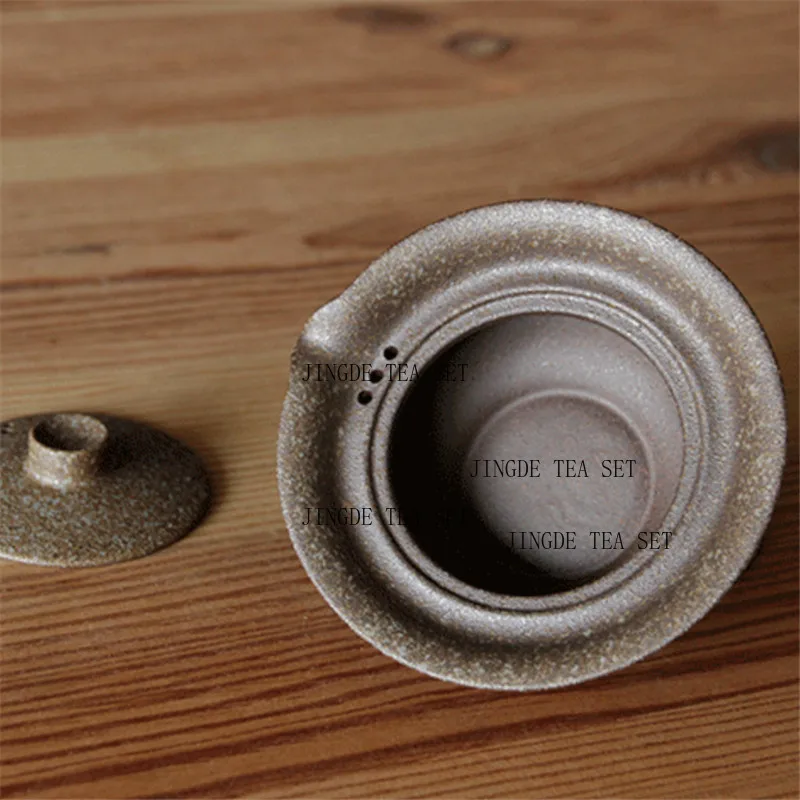 Ceramic portable travel tea set Kung Fu 1 pot 2 cups home office water cup Japanese retro lid bowl