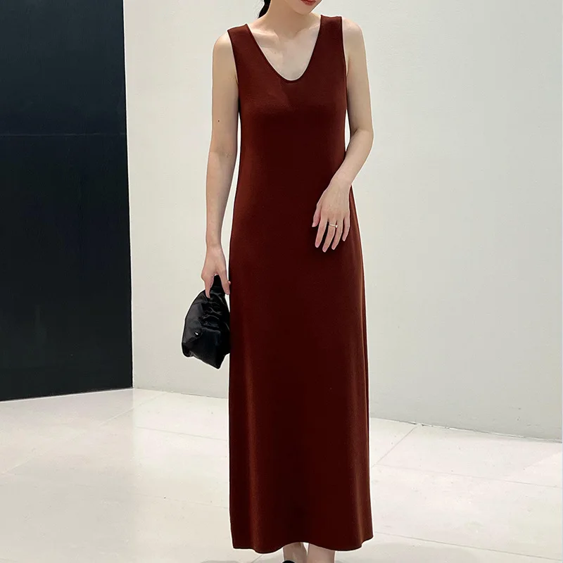 

Tencel high-grade knitted dress Summer vest skirt spring and summer lazy sleeveless dress
