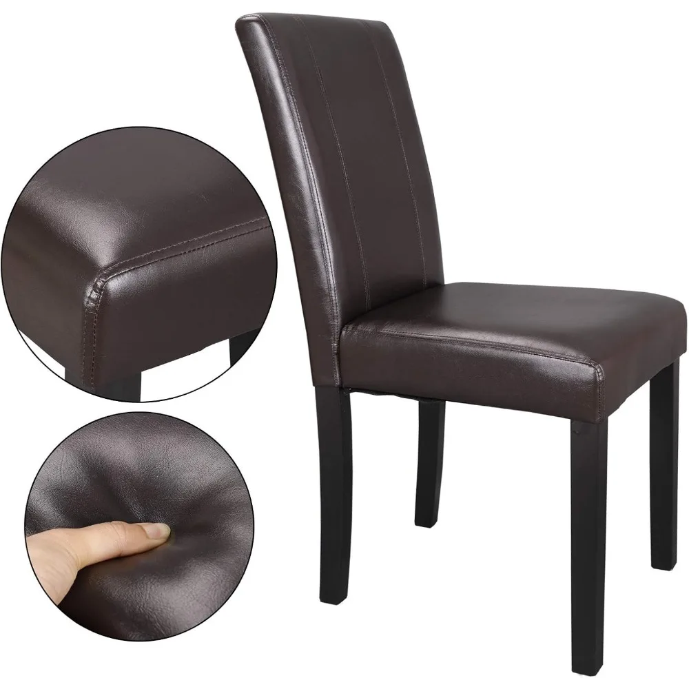 Dining Chair Set of 6, PU Leather Chairs Modern Diner Chairs Armless Side Chair with Solid Wood Legs for Home Kitchen Living Ro 5