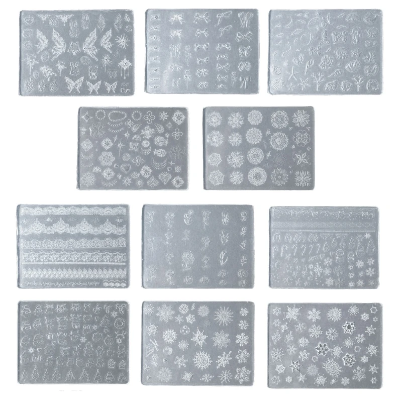 Silicone Casting Mold Embossed Pattern Making Molds Nail Carving Mold Nail Stencils Carving Templates Nail Salon Supply Dropship