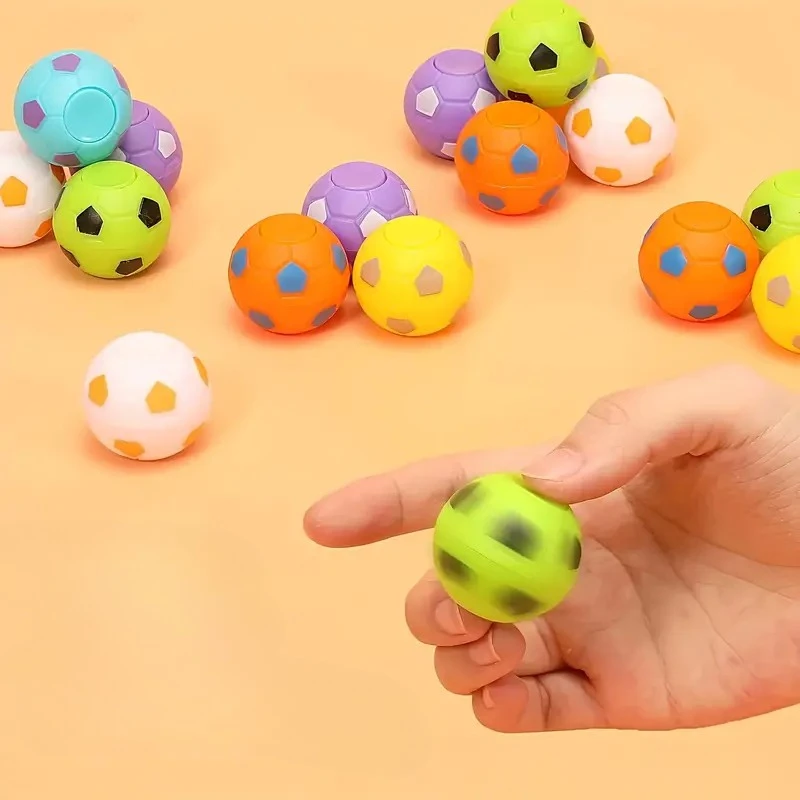 Portable Rotatable Soccer Finger Stress Ball Mini Fidget Spinner Toy for Kids Soccer Themed Party Favors Fun Activity Gift