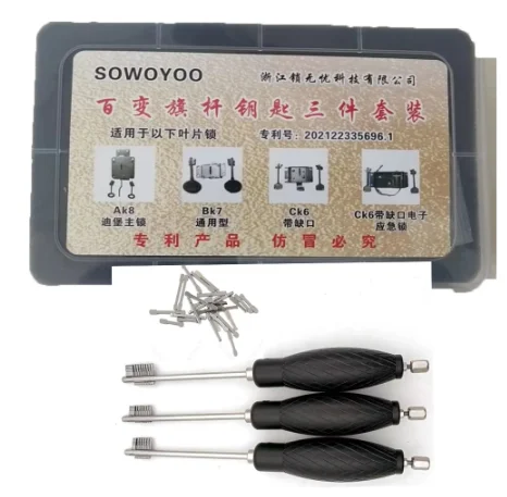 

LOCKSMITHOBD Fast SOWOYOO Flagpole Keys Set for Safe Box AK8 BK7 CK6 Balde Locks Locksmith Tools with Spare Pins New Arrival