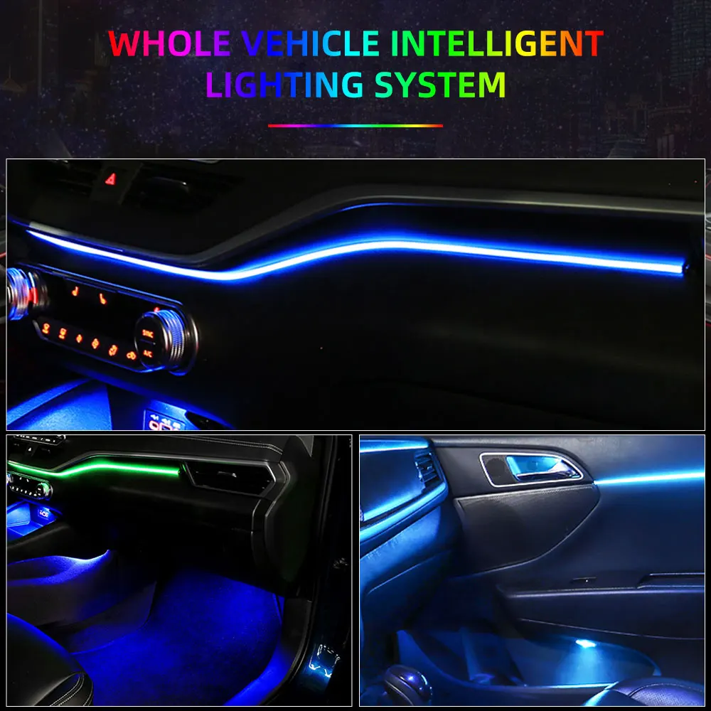 18 In 1 LED Car Ambient Lights Interior LED Acrylic Strip Light RGB 64 Color Light Guide Fiber Optic Decoration Atmosphere Lamp led fog light for car