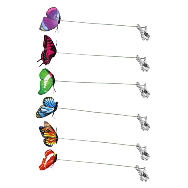 

Y1UU 5pcs Garden Butterfly Clips 3D Butterflies Clamp Garden Stakes Decor Yard Art