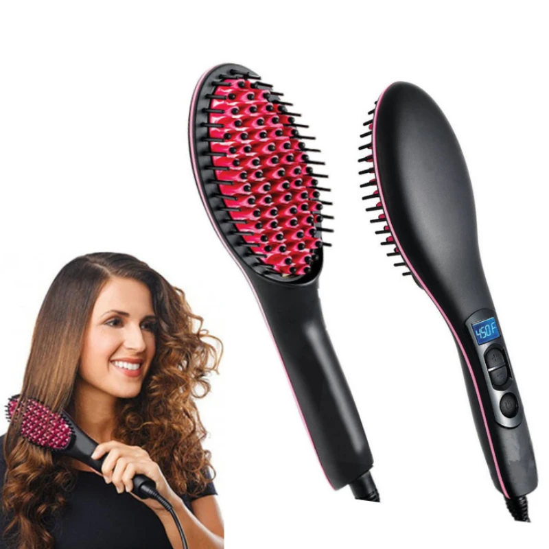 Electric Hair Straightening Brush Hot Comb Adjustable Temperature Hair