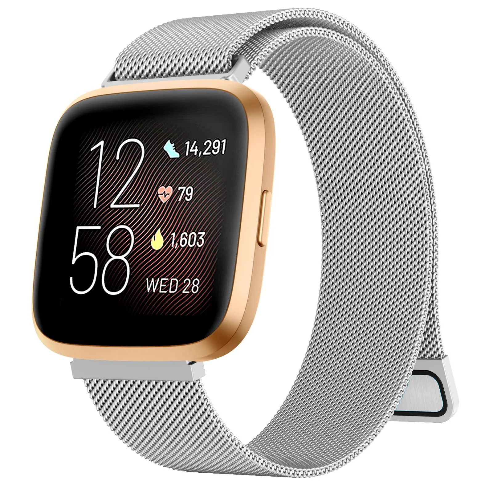 Wanme Métal Bracelet Compatible pour Fitbit Versa/Versa 2/Versa Lite