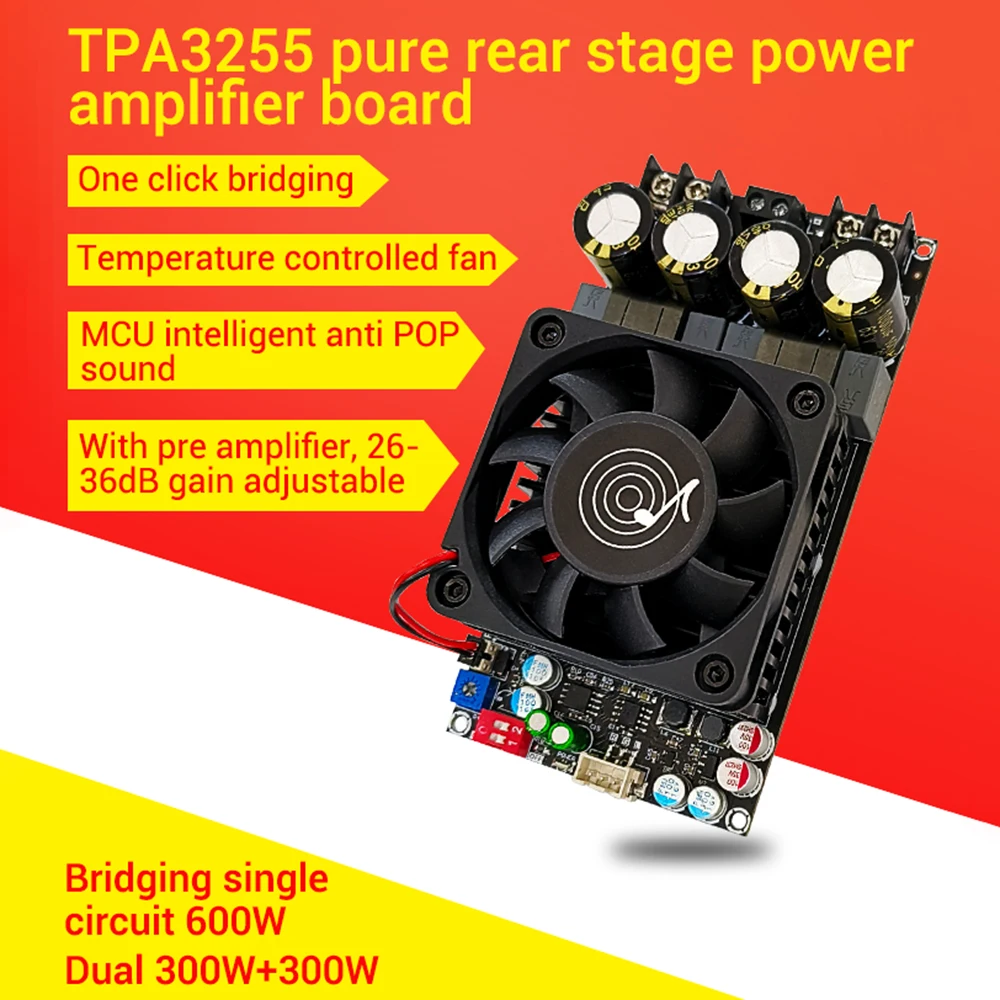 

Digital Amplifier Board ZK-3002 TPA3255 Pure Rear Level Digital Stereo 300W x 2 AMP Audio Music Power Amplifier Board