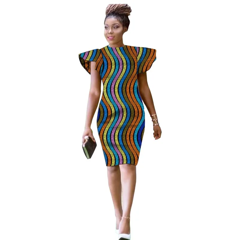 Hand Cut Nigerian Style O-Neck Dress Single Layer African Print Raglan  Sleeve Design  Porpop