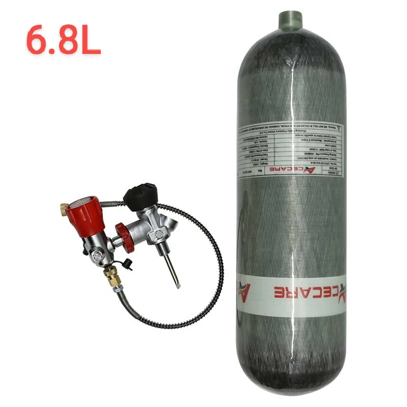 

Acecare 6.8L CE 4500psi Carbon Fiber SCUBA Cylinder With Black Gauge Valve and Filling Station Thread M18*1.5 for Diving