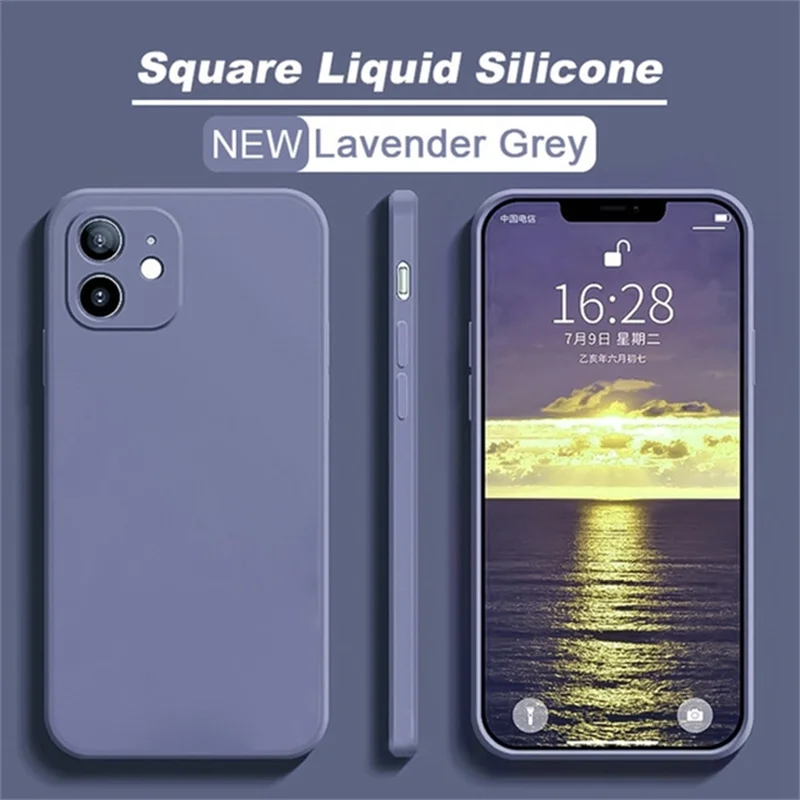 thumbnail image 1 of Original Square Liquid Silicone Phone Case For iPhone 15 14 13 12 11 Pro Max Mini XS Max X XR 8 7 Lens Protection Cover Coque, 1 of 5