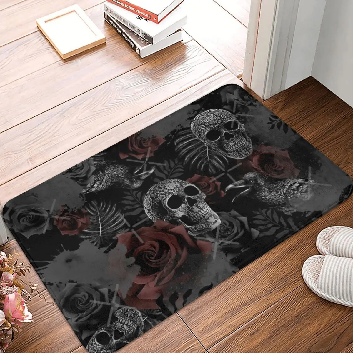 

Gothic Skull Flowers 40x60cm Carpet Polyester Floor Mats Trendy Anti-Slip Outdoor