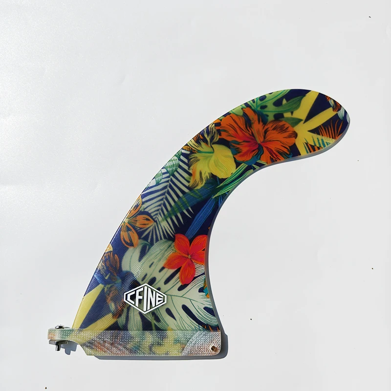 New big center fin 10&lsquo; longboard Fin fiberglass fabric inlay single fin for surfboard surfboard fin
