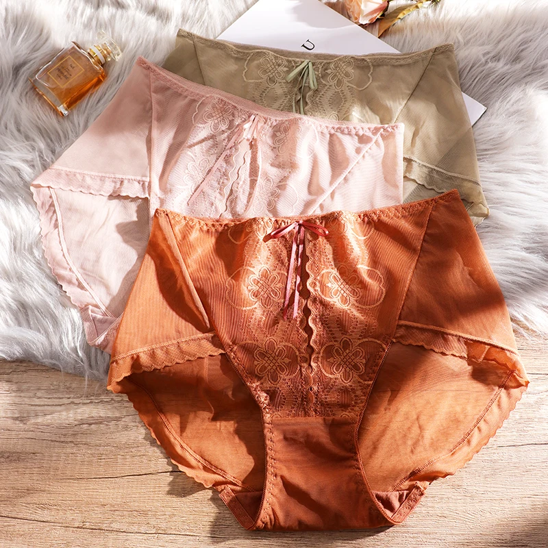 

Women Lace Sexy Underpants High-Rise Panties Ladies Fashion Floral Soft Underwear Girls Pantys Lingerie Intimates One Size