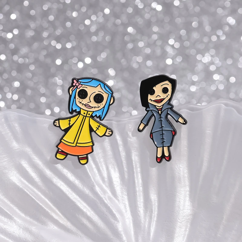 1-23Pcs/Set Enamel Pins Horror Animated Movies Coraline Doll Halloween Punk Character Metal Brooch Lapel Badge Accessory Gifts