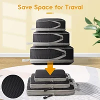 Compressible Packing Travel Storage Bag Cubes Waterproof Lightweigh Suitcase Portable with Handbag Mesh Luggage Organizer Set 1