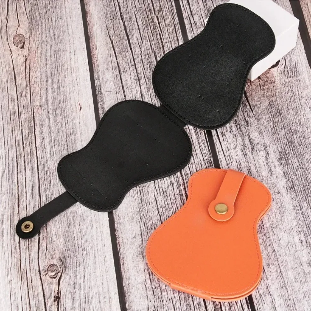 Exquisite Guitar Pick Holder Case Guitarra Shape Large Capacity Guitar Picks Bag PU Leather Plectrum Storage Pouch