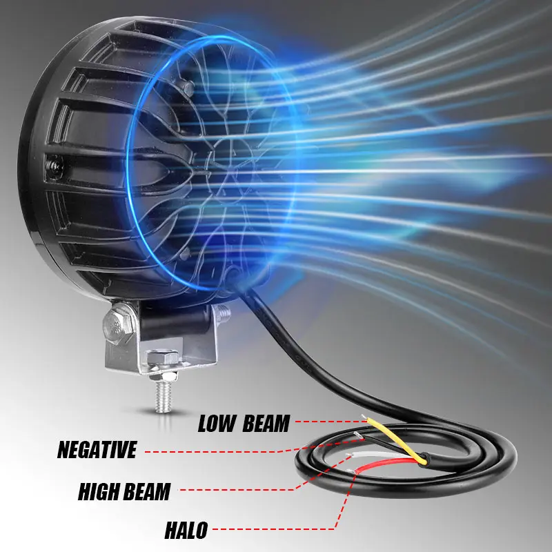 3.5인치 원형 LED 헤드라이트 작업등 12V 24V 하이 로우 빔 헤드라이트 6000K 화이트 혼다 토요타 지프 픽업 오프로드용