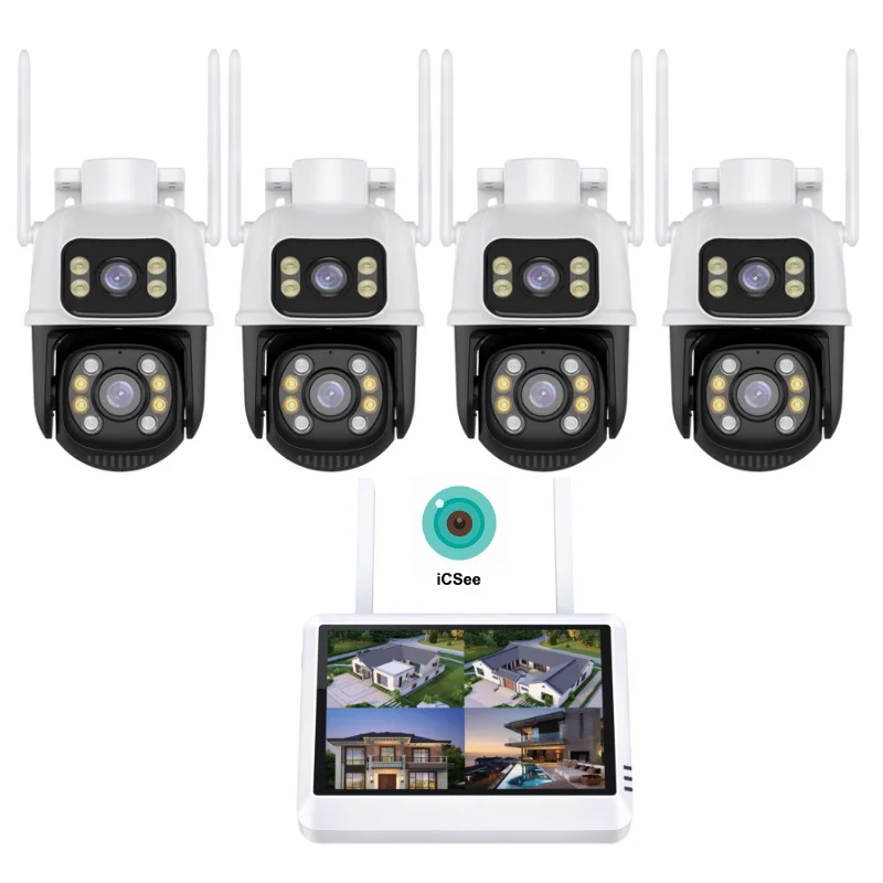 8채널 6MP NVR 7인치 LCD 무선 홈 보안 카메라 시스템 (야간 투시, 양..