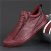 2024 New Autumn Men's Trendy Sports Shoes Leather Soft Sole High Top Men's Shoes One Step Zipper Leather Shoes Size 38-44 5
