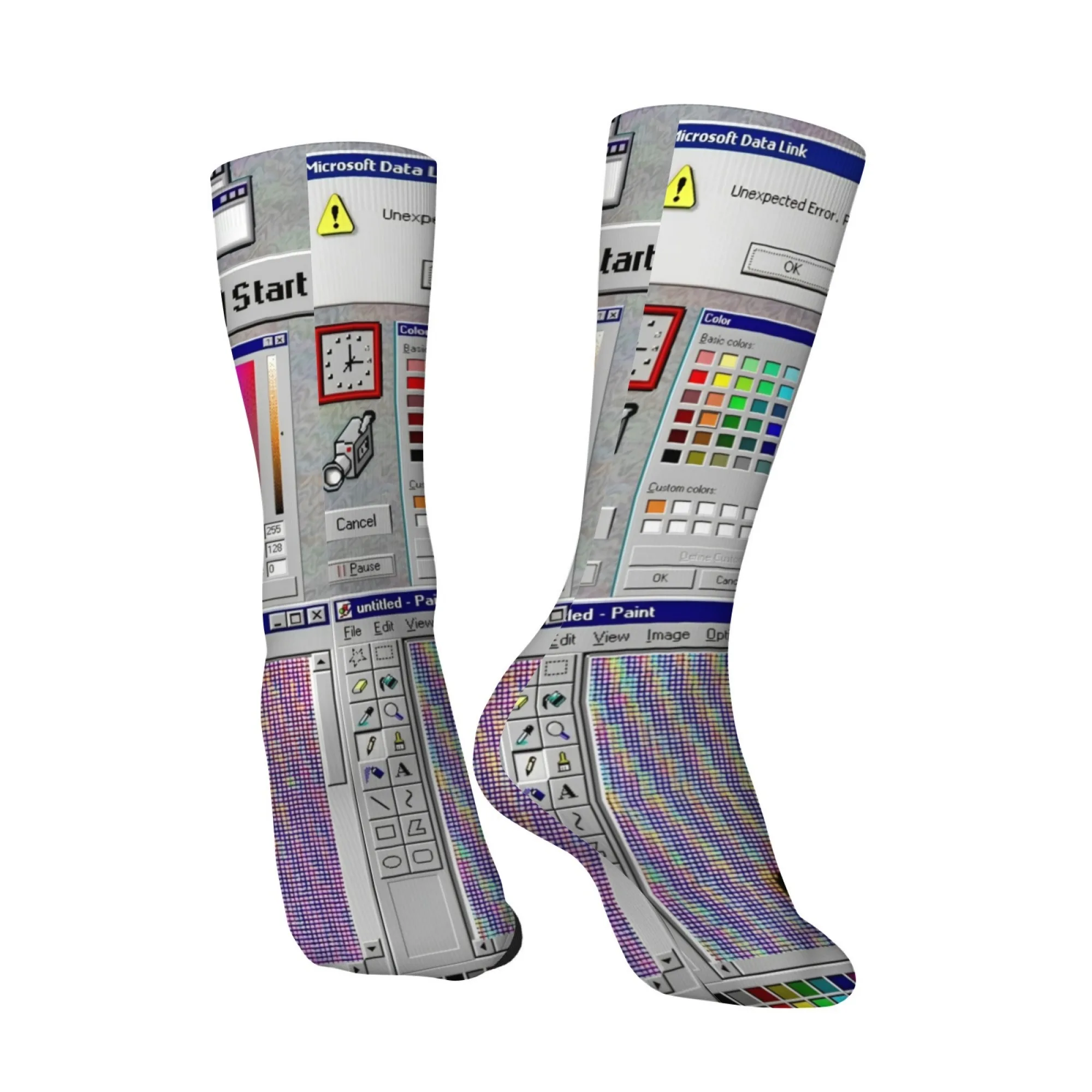 Cyber ​​Retro Malfunction Pop-Up Men's Socks - Nostalgic Casual Party Gift