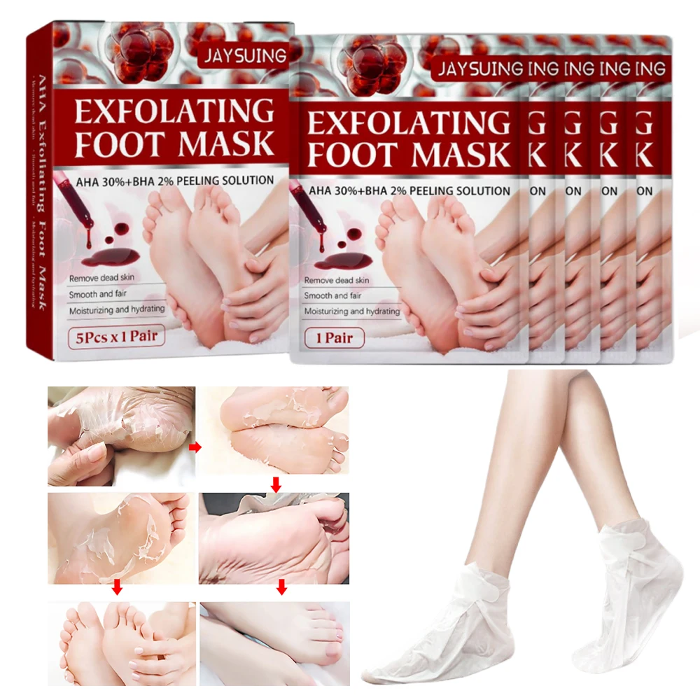 Foot Peel Mask Skin Exfoliating Foot Mask for Dry Rough Cracked Feet Heels Callus Dead Skin Remover Waterproof Feet Peeling Mask