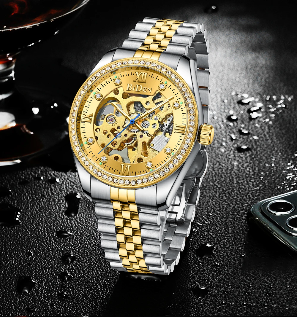 New Skeleton Mens Watches Top Business Sport Automatic Mechanical Watch Butterfly Buckle Waterproof Stainless Steel AAA Clocks