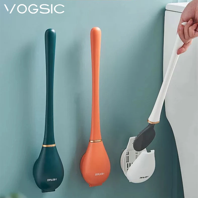 VOGSIC Silicone Toilet Brush For WC Cleaner Brush Wall Hanging